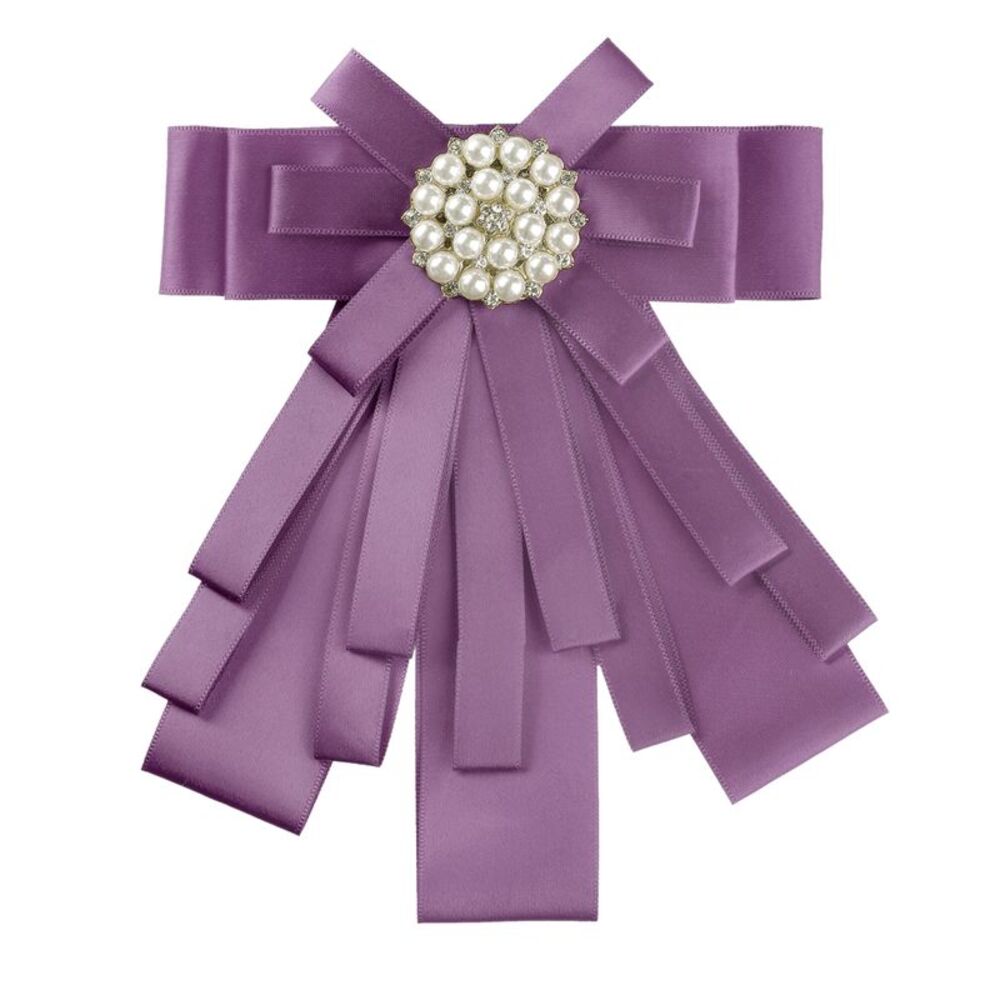 Ribbon Brooch Bowknot Necktie Bow Brooches Pre-Tied Bow Ties One Size Purple